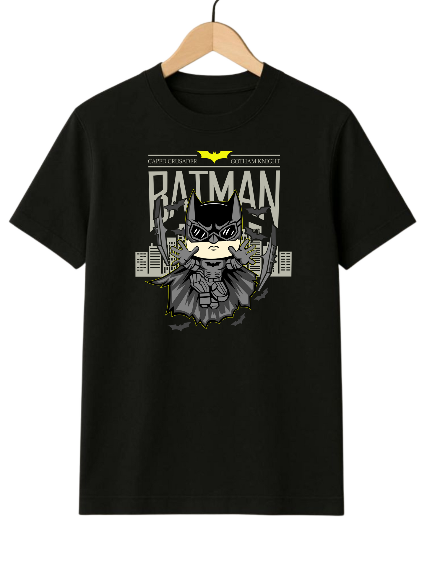 Batman Stylish Gotham Regular Fit Black T-shirt