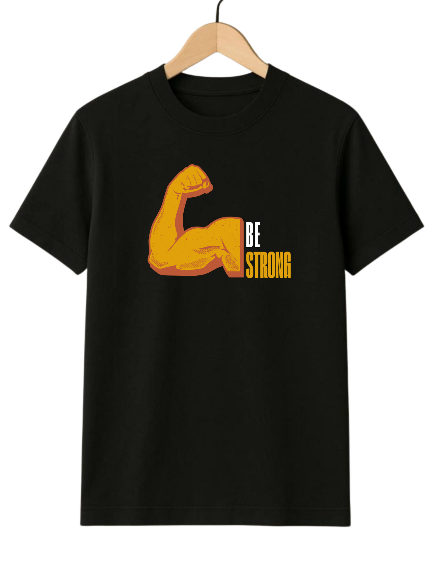 Be Strong Regular Fit Black T-shirt
