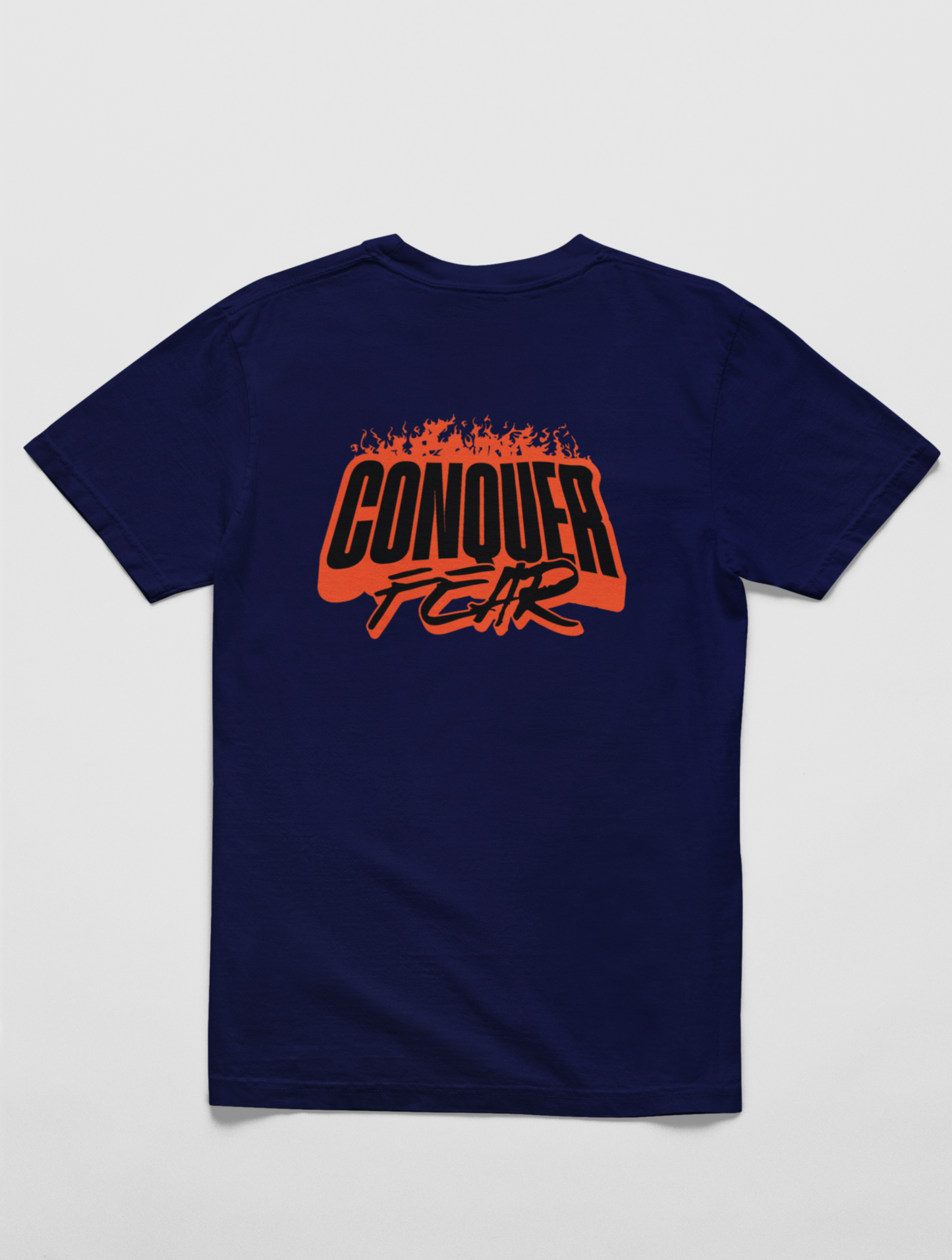 Conquer Gym Motivational Regular Fit Navy Blue T-shirt