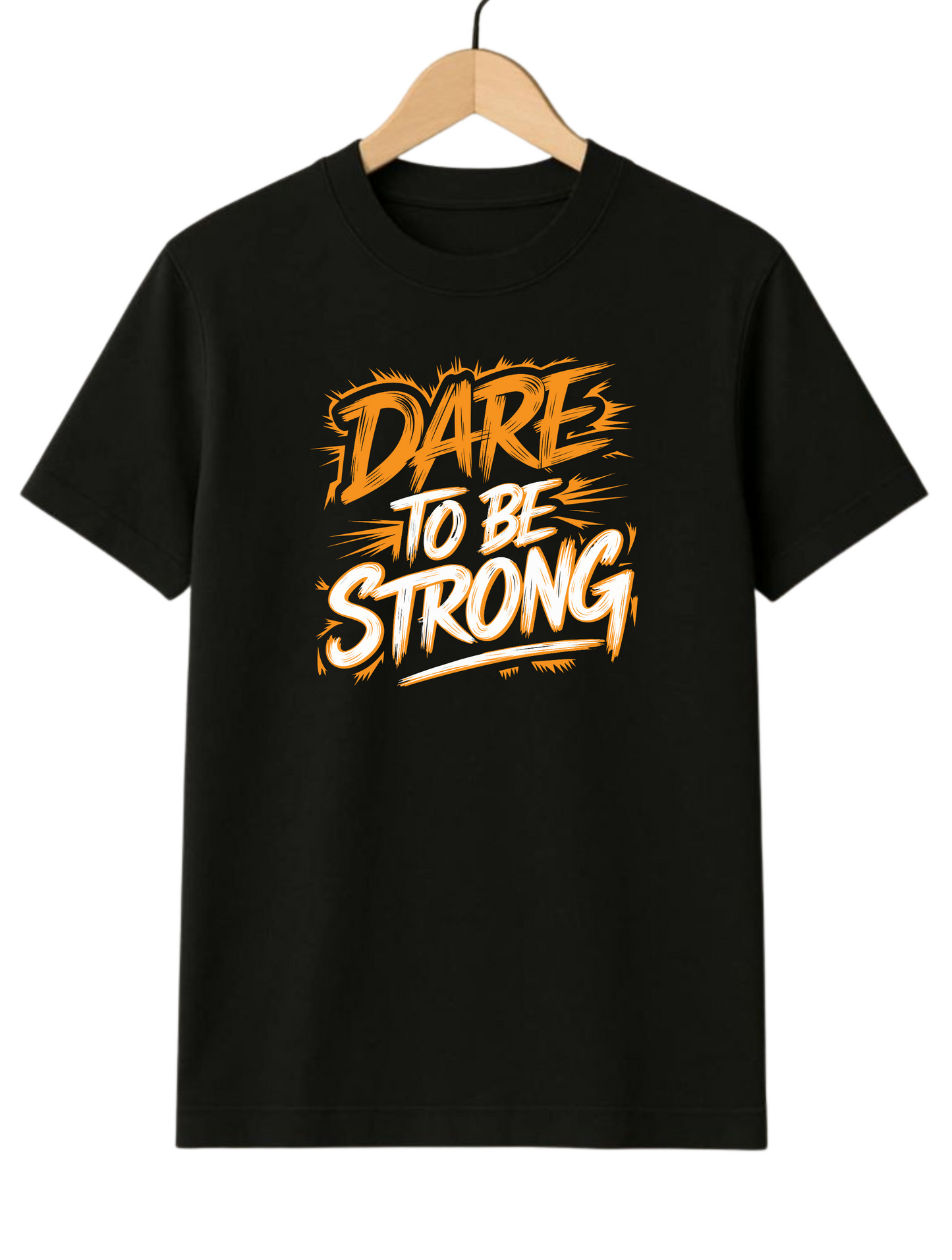 Dare To Be Strong Regular Fit Black T-shirt