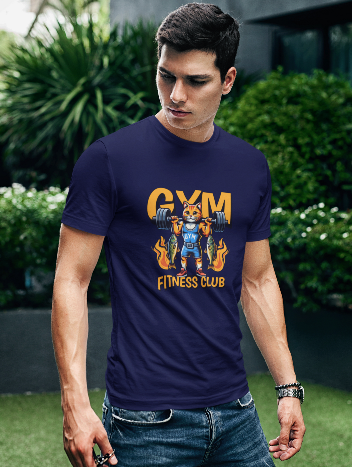 Gym Fitness Regular Fit Navy Blue T-shirt