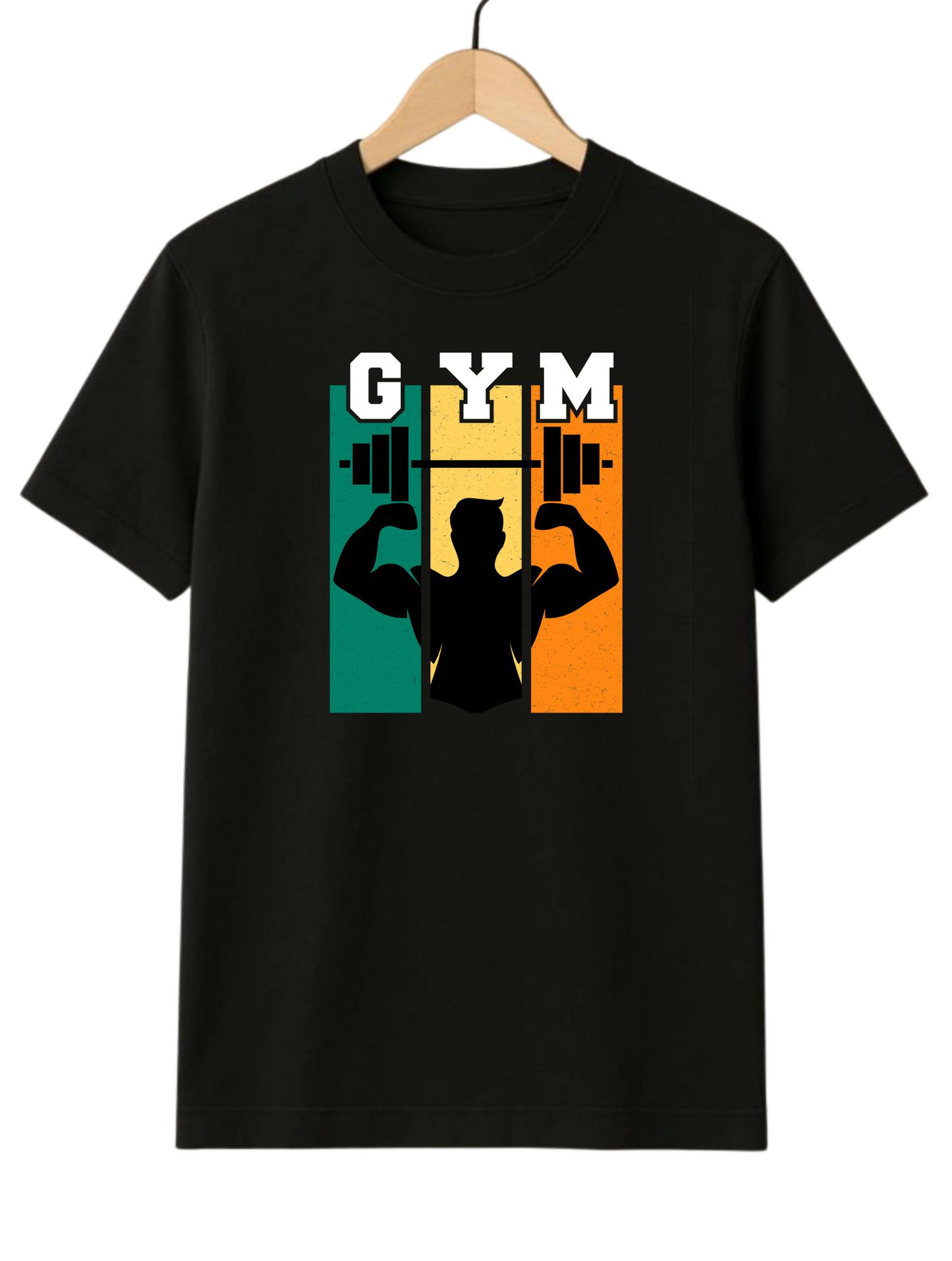 Gym Dumbbell Regular Size Fit Black T-shirt