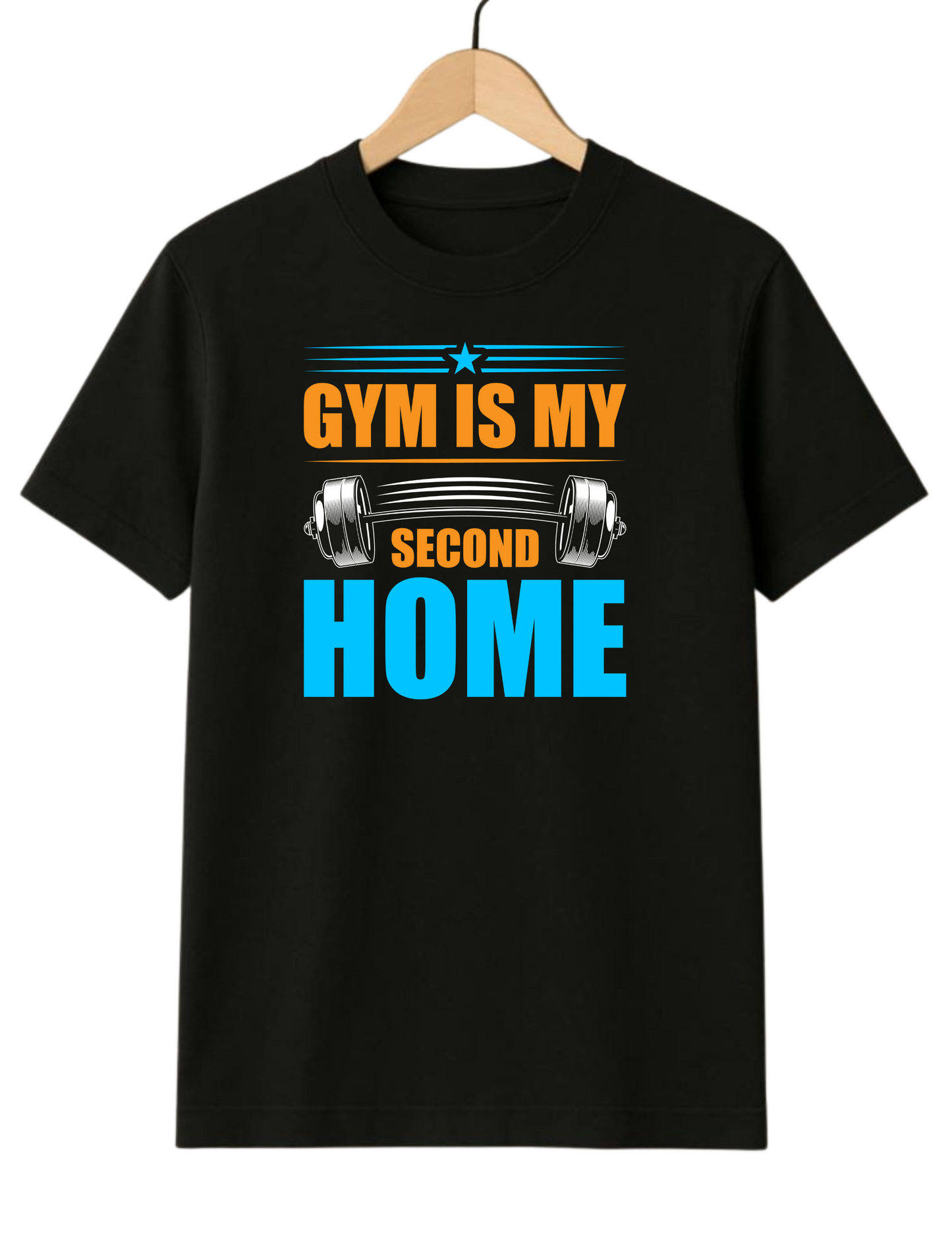 Gym Is My Second Home Regular Fit Black T-shirt
