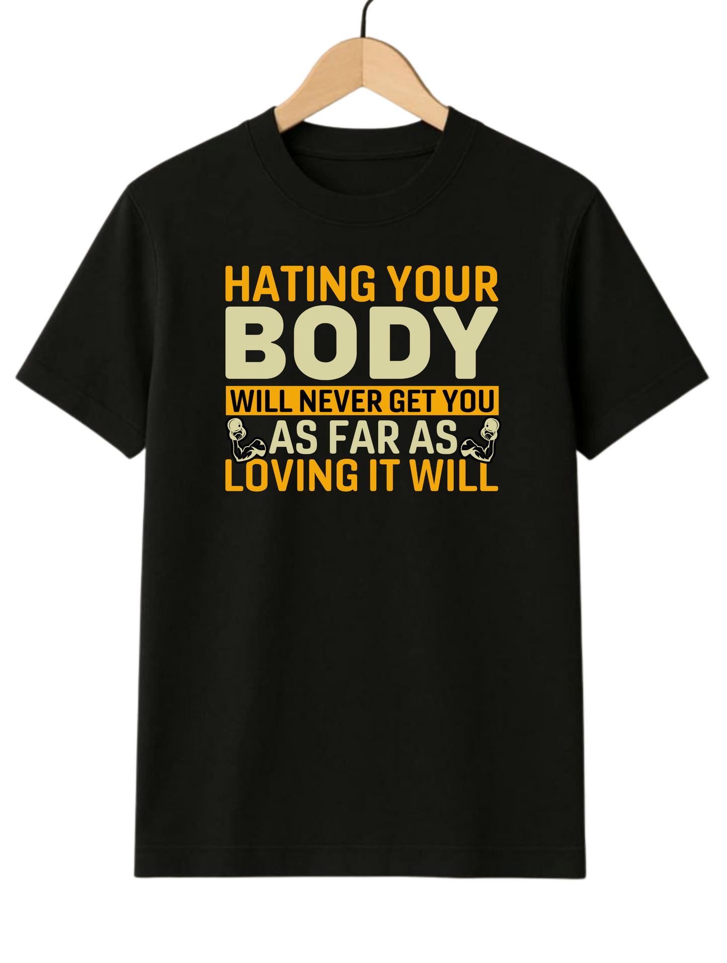 Hating Your Body Gym Motivational Regular Fit Black T-shirt