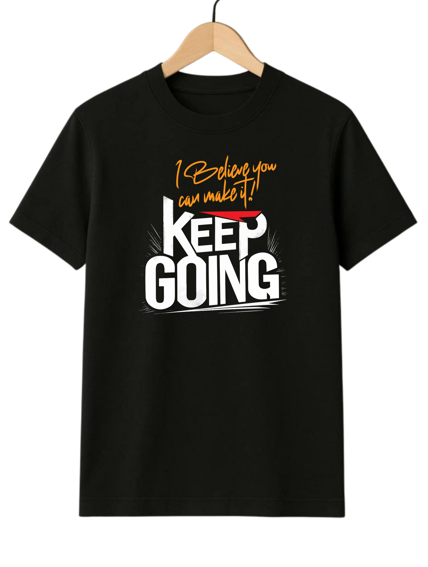 Keep Going Regular Fit Black T-shirt