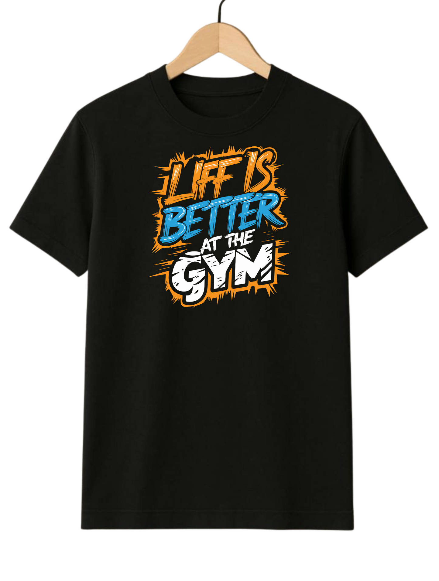 Life Is Better At The Gym Black Regular Fit T-shirt