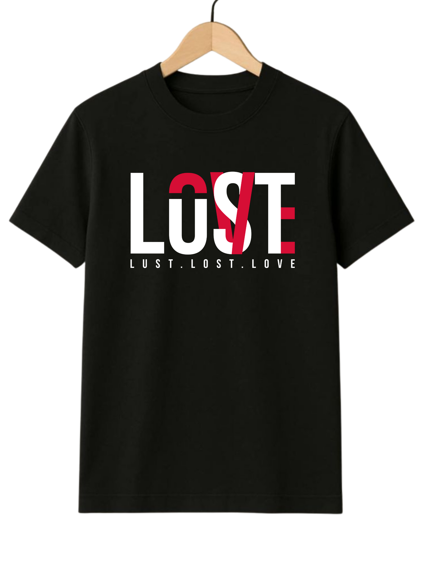 Lust Lost Love Regular Fit Black T-shirt