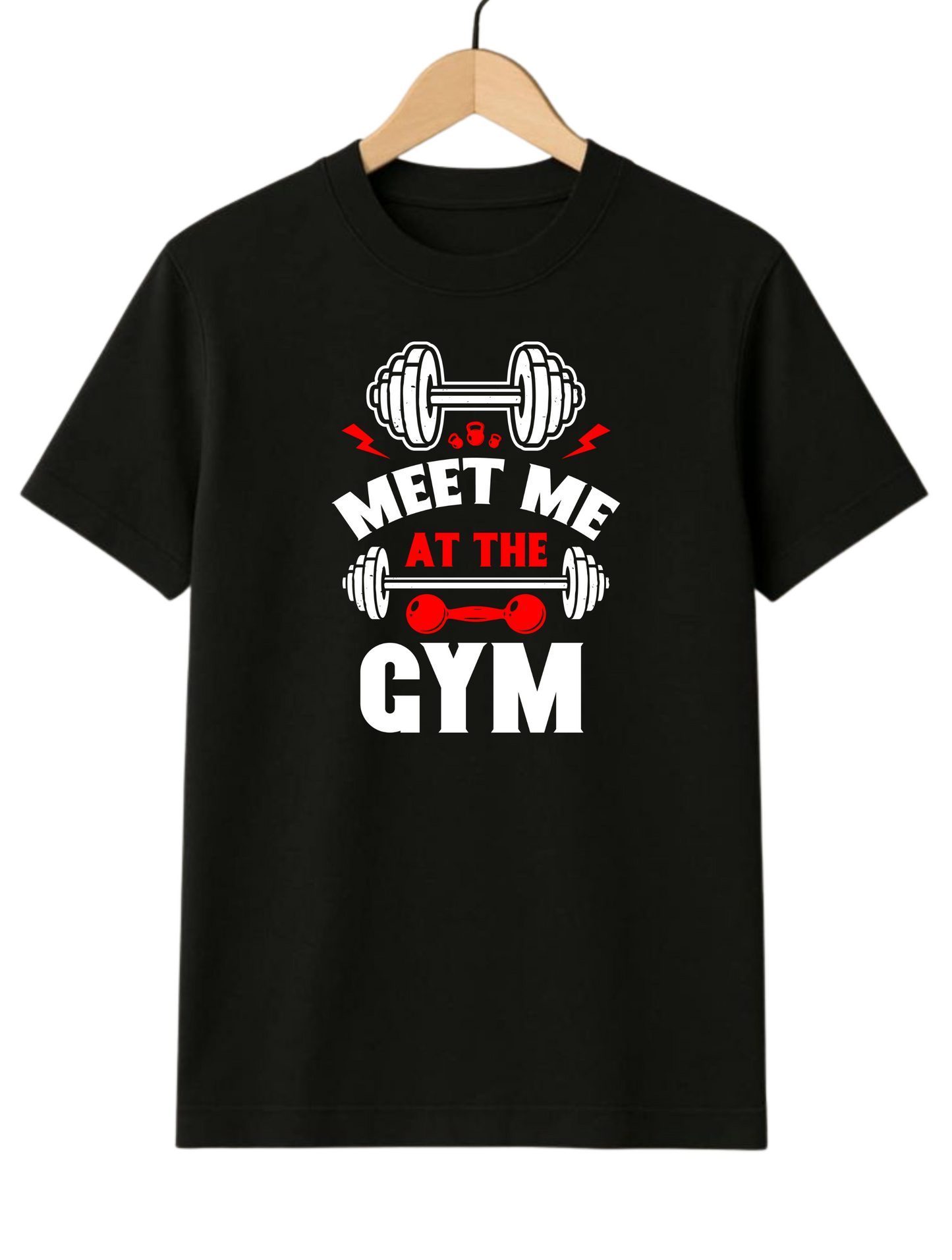 Meet U At The Gym Regular Fit Black T-shirt