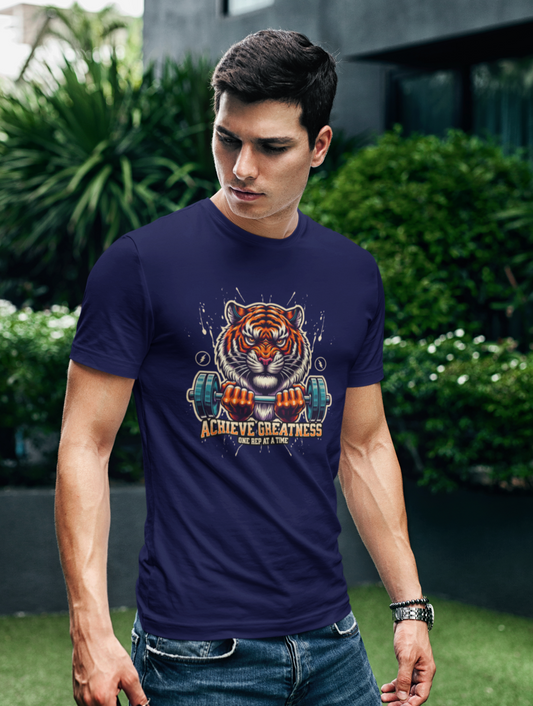 Achieve Greatness Regular Fit Navy Blue T-shirt