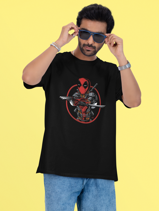 Angry Deadpool Regular Fit Black T-shirt
