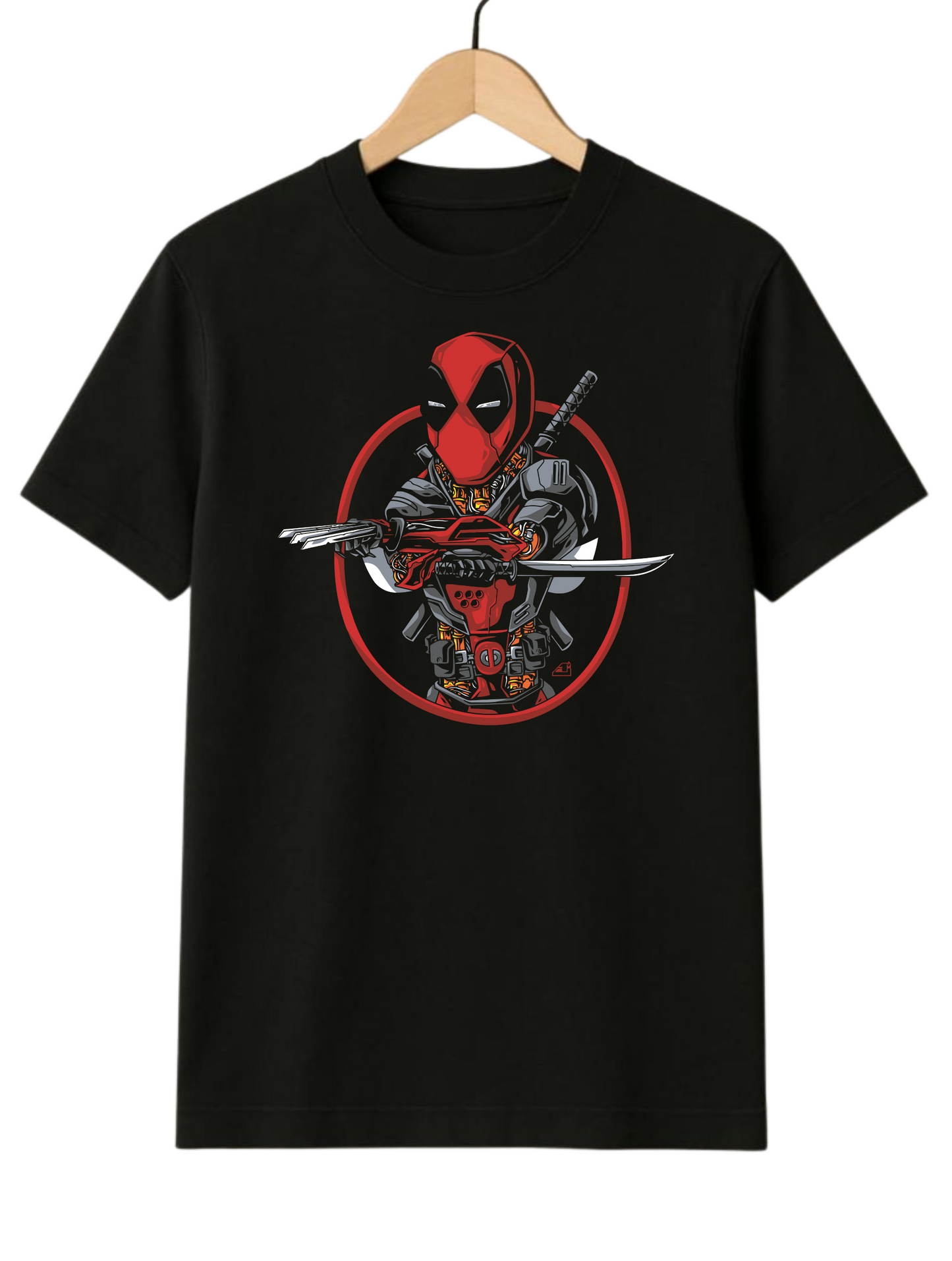 Angry Deadpool Regular Fit Black T-shirt
