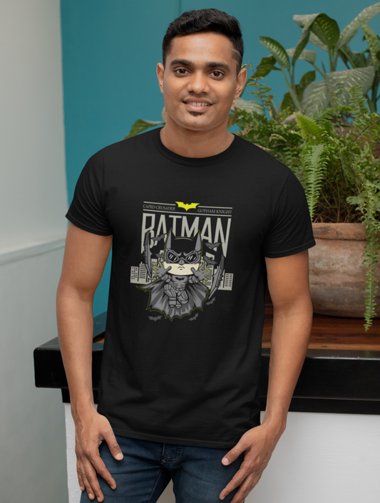Batman Stylish Gotham Regular Fit Black T-shirt