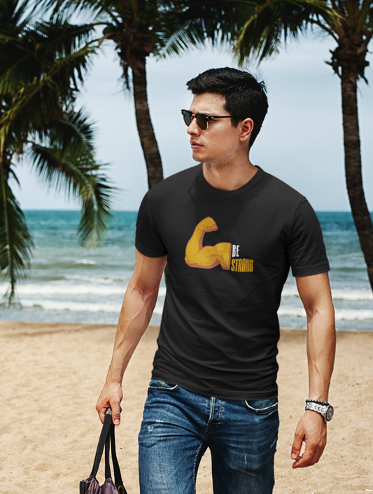 Be Strong Regular Fit Black T-shirt
