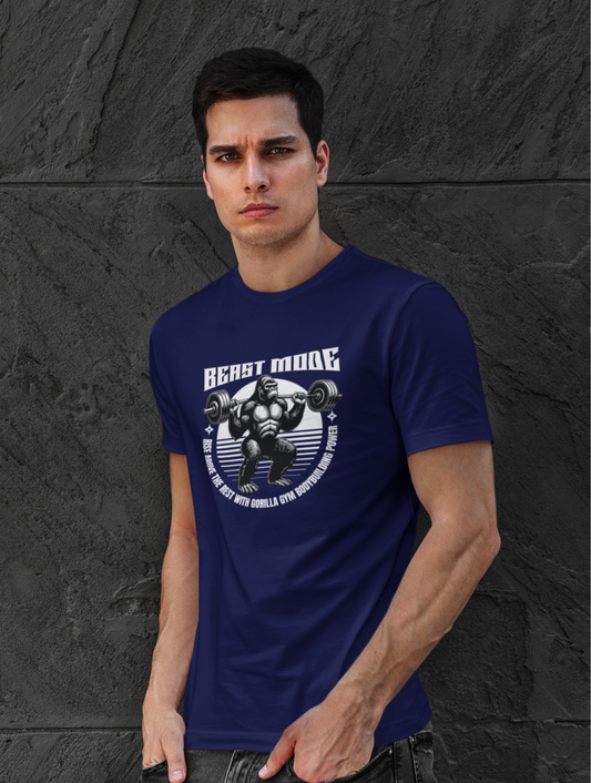Beast Mode Regular Fit Navy Blue T-shirt
