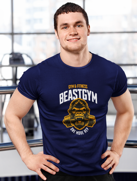 Beast Gym Regular Fit Navy Blue T-shirt