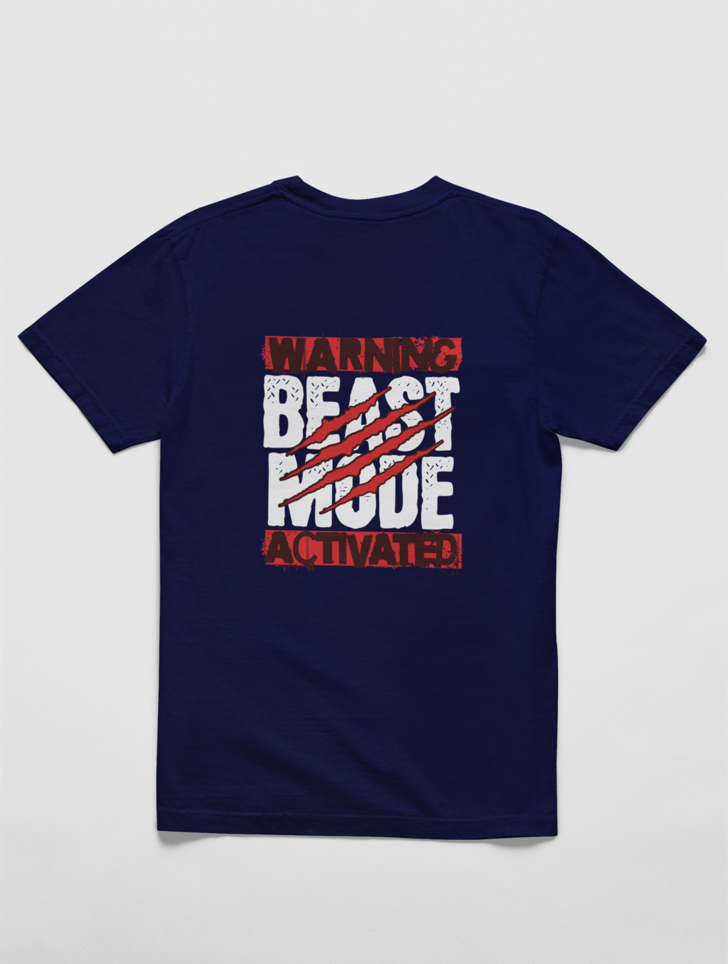 Beast Mode Activated Regular Fit Navy Blue T-shirt