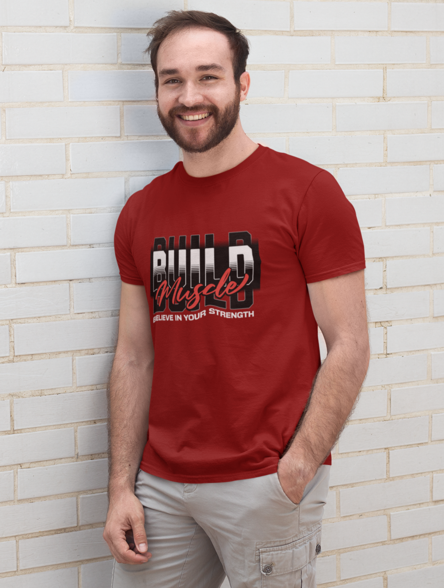 Build Muscle Regular Fit Maroon T-shirt