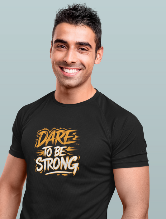 Dare To Be Strong Regular Fit Black T-shirt