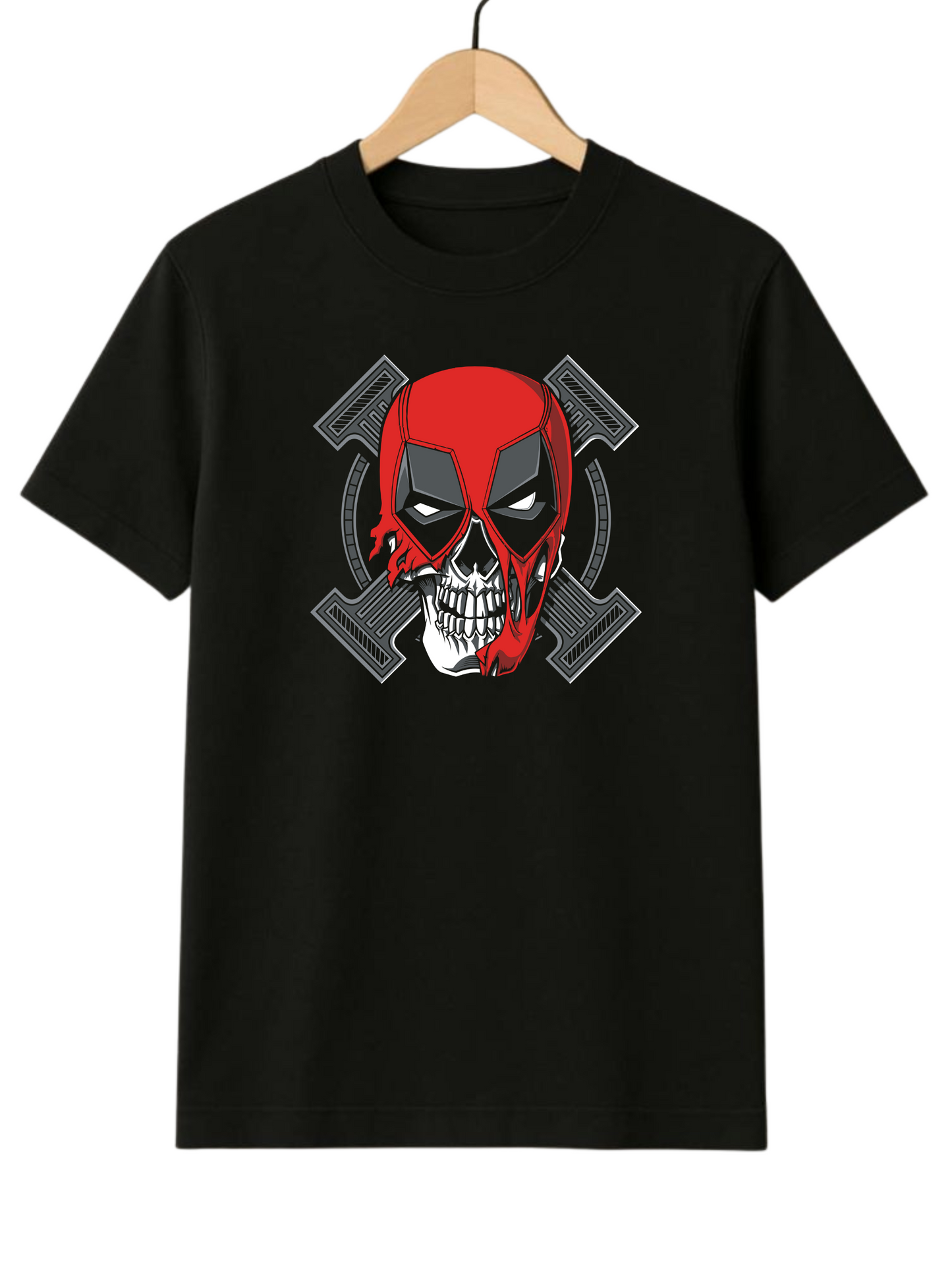 Deadpool Deadly Face Regular Fit Black T-shirt