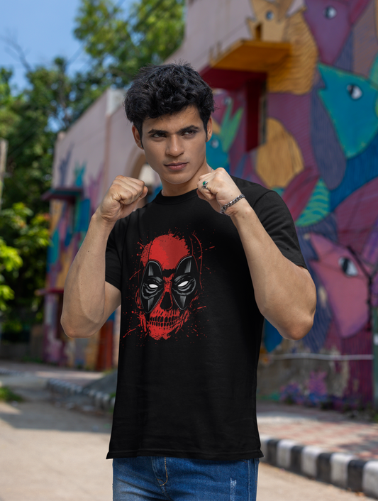 Deadpool Face Regular Fit Black T-shirt