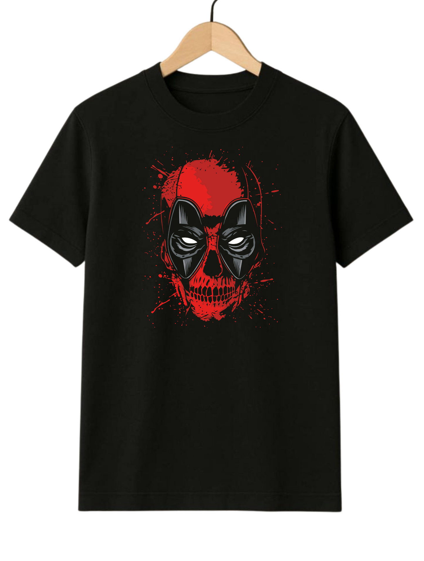 Deadpool Face Regular Fit Black T-shirt