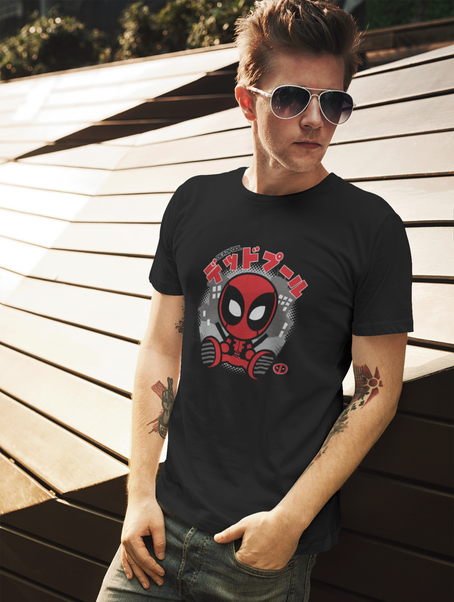 Deadpool In Japan Regular Fit Black T-shirt