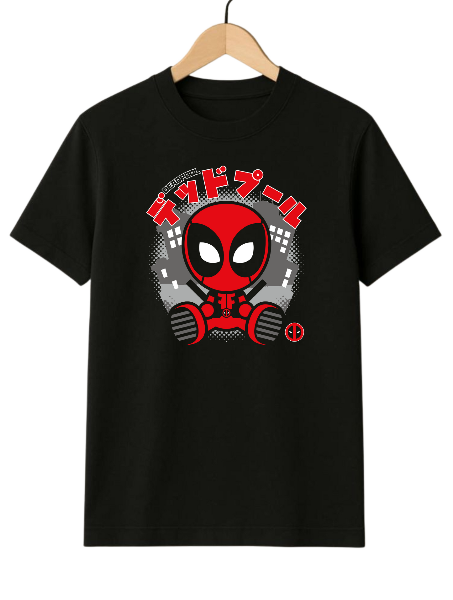 Deadpool In Japan Regular Fit Black T-shirt