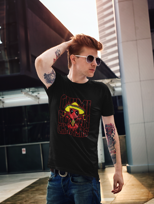 Deadpool In Mexican Hat Regular Fit Black T-shirt