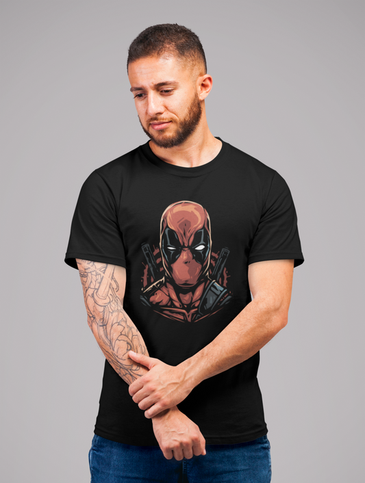 Deadpool Watching You Regular Fit Black T-shirt