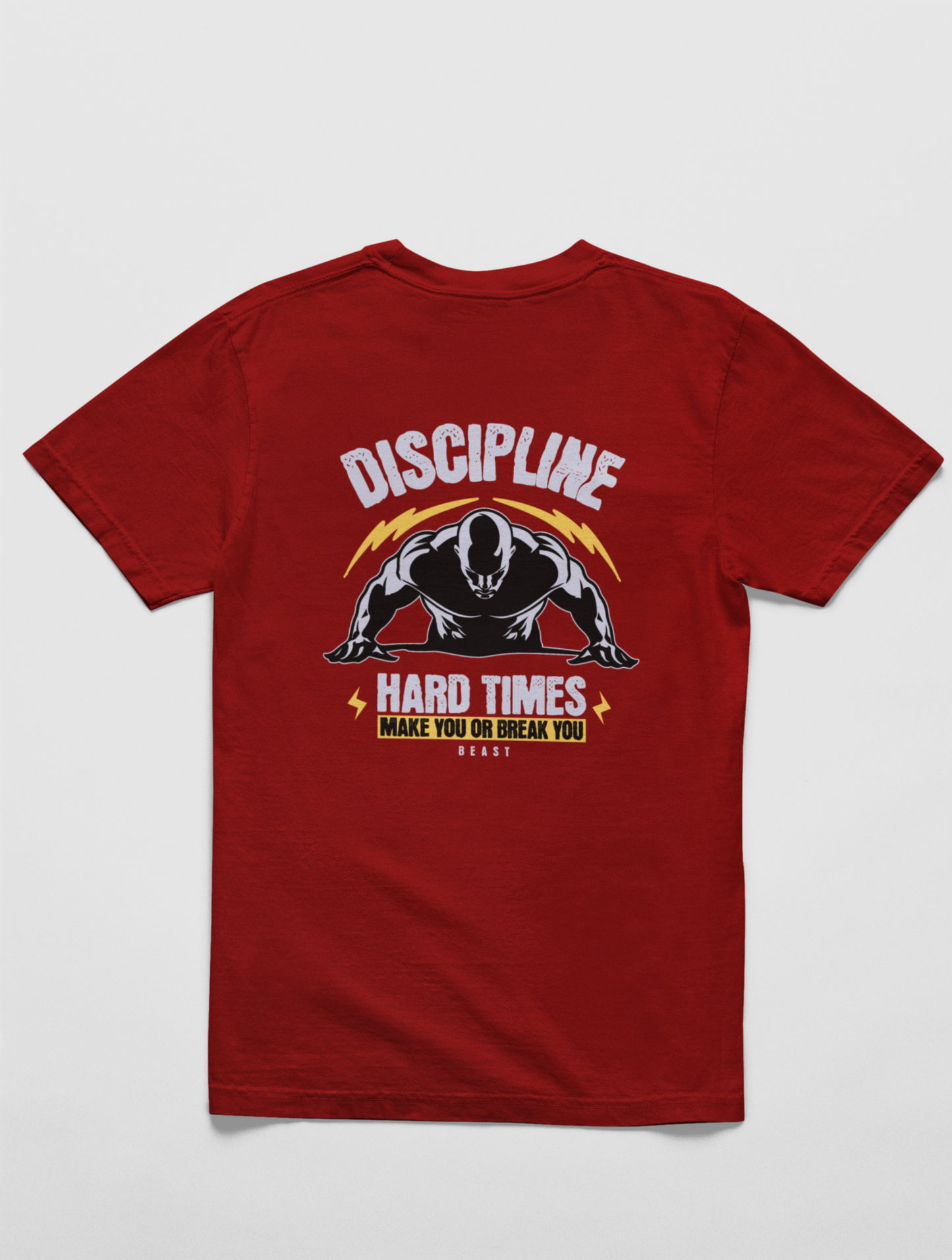Discipline Gym Motivational Regular Fit Maroon T-shirt