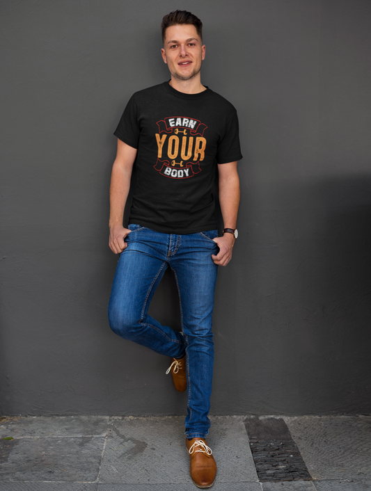 Earn Your Body Regular Fit Black T-shirt