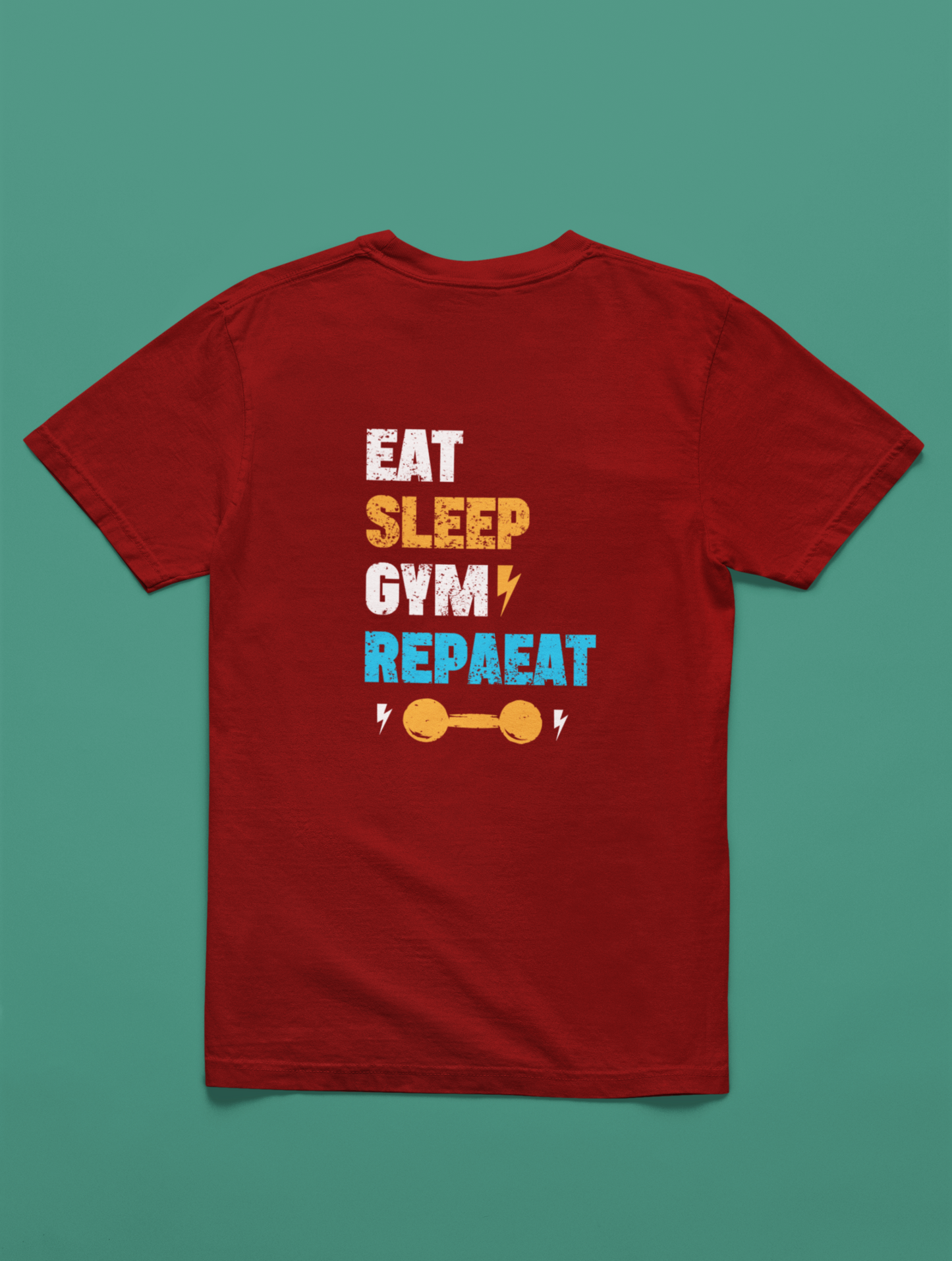 Eat Sleep Gym Repeat Gym Regular Fit Maroon T-shirt