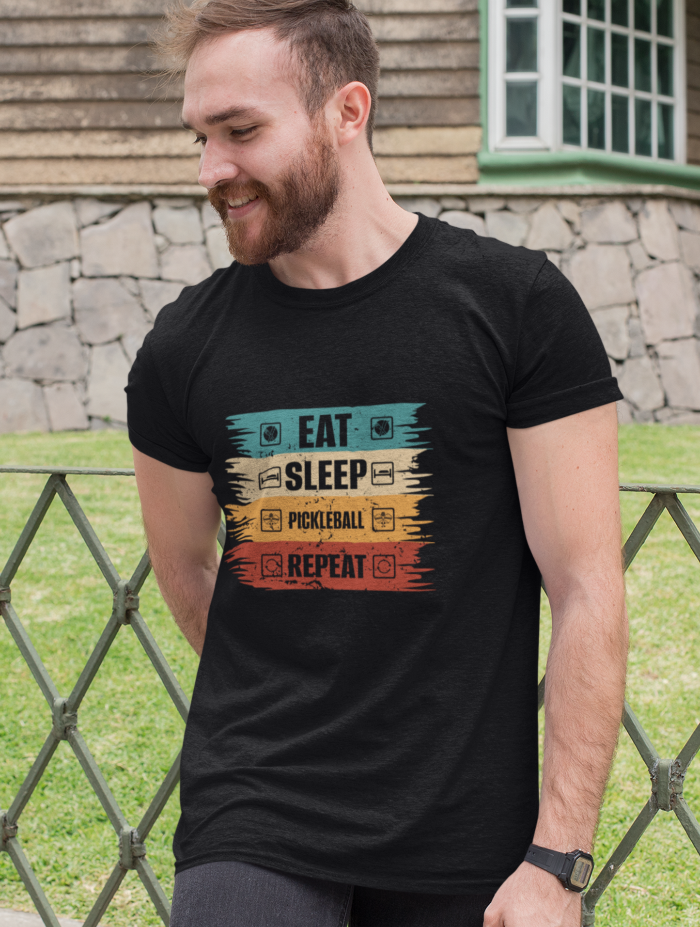 Eat Sleep Gym Motivational Regular Fit Black T-shirt