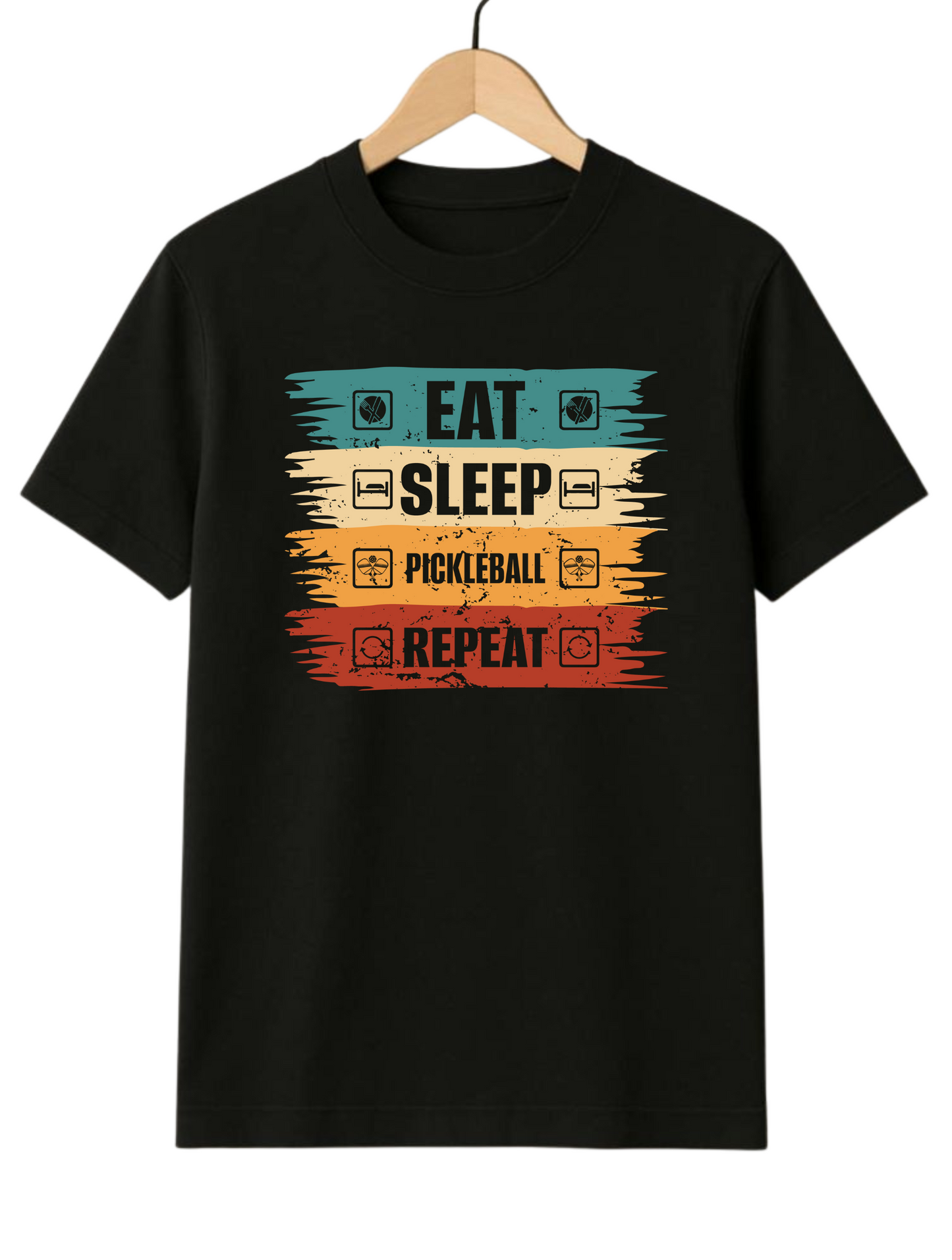 Eat Sleep Gym Motivational Regular Fit Black T-shirt
