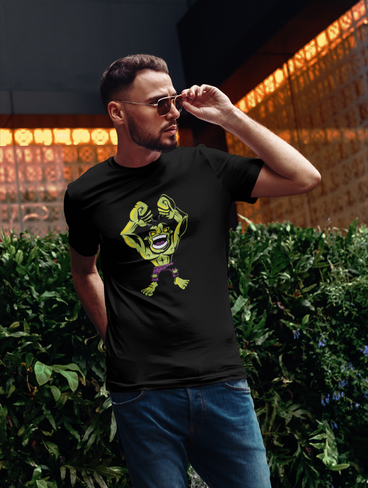 Funky Hulk Regular Fit Black T-shirt