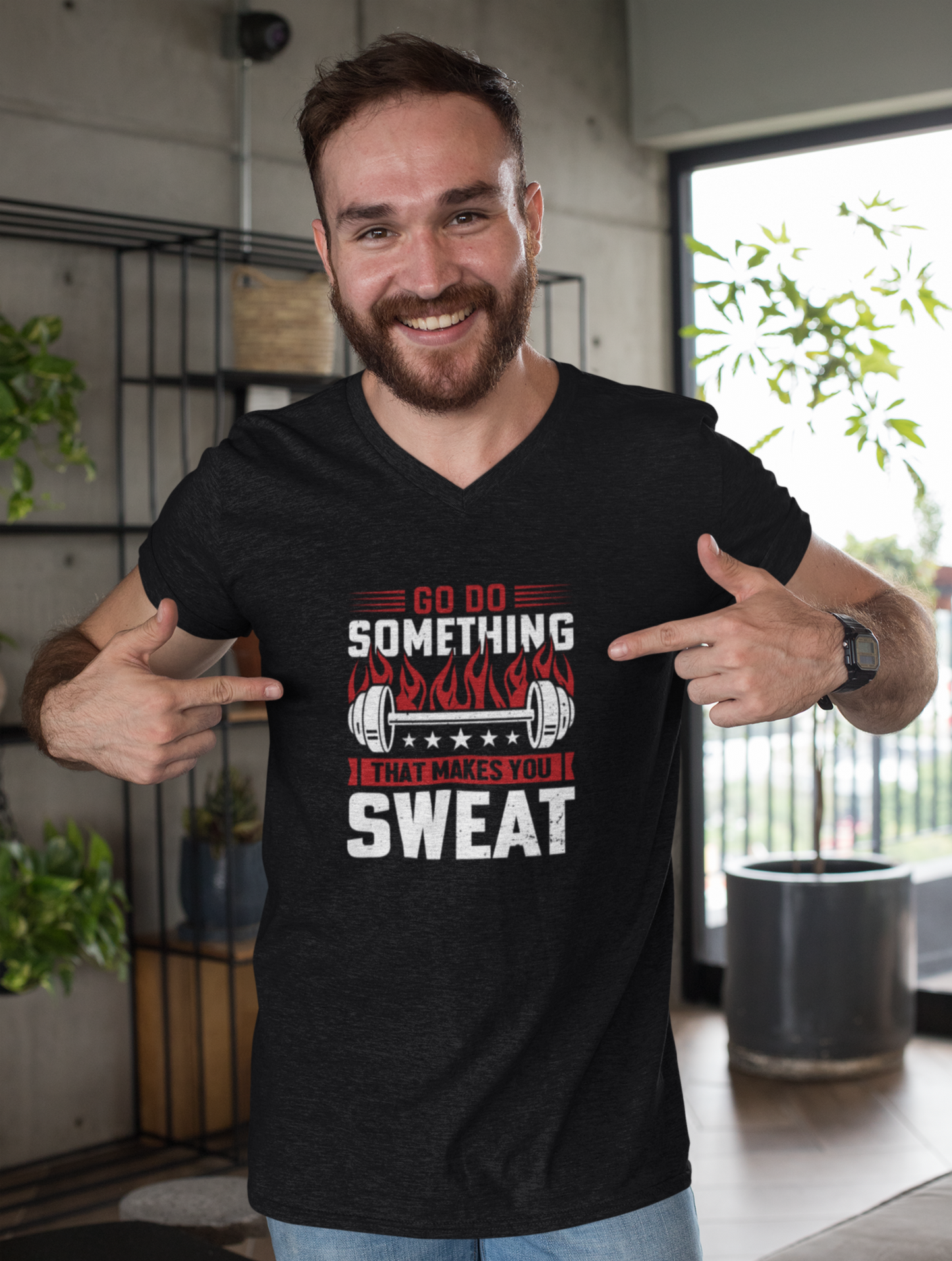 Go Do Something That Makes You Sweat Regular Fit Black T-shirt