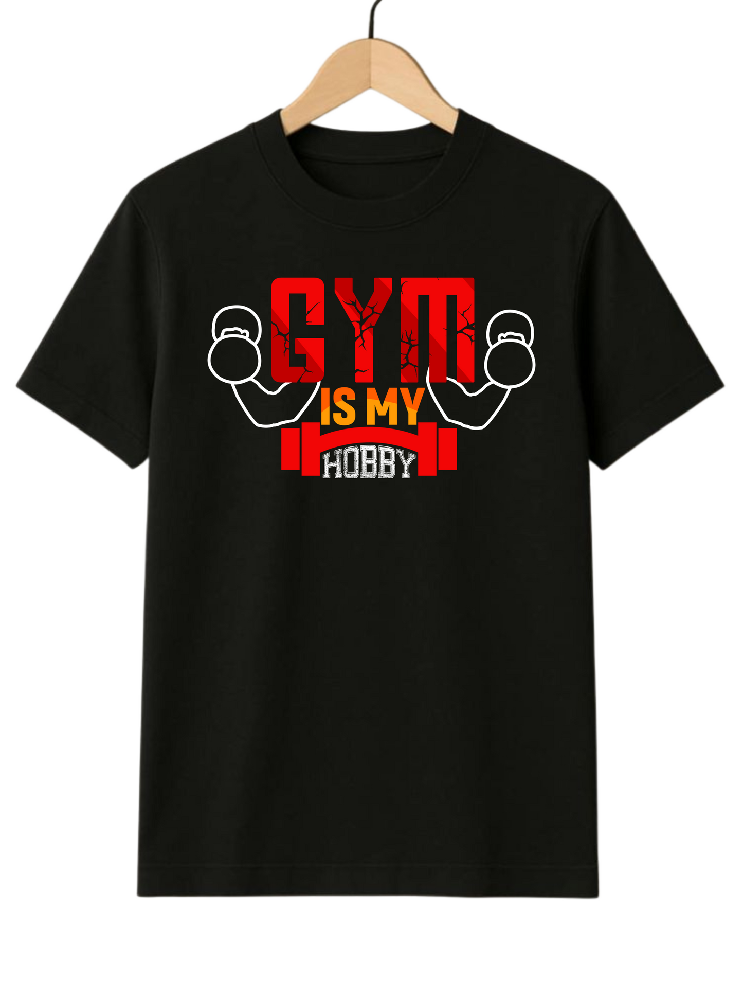 Gym Is My Hobby Regular Fit Black T-shirt