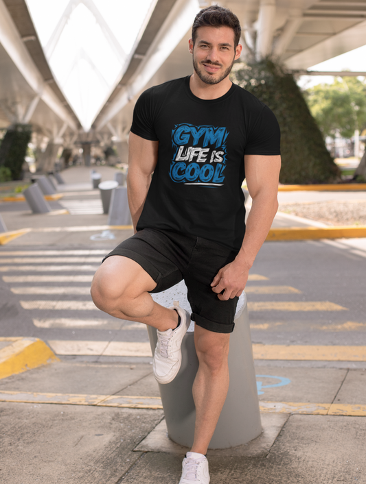 Gym Life Is Cool Regular Black Fit T-shirt
