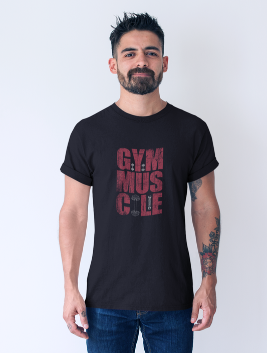 Gym Muscle Regular Fit Black T-shirt