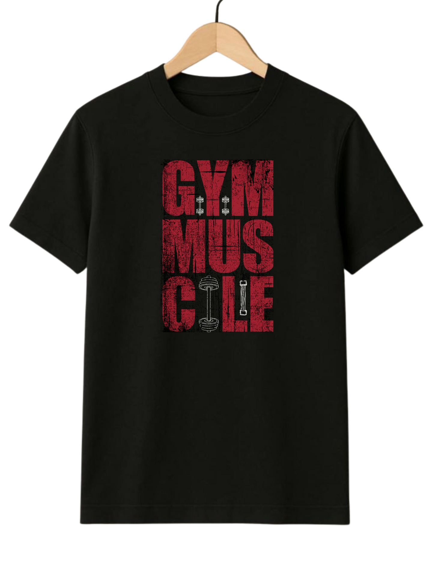 Gym Muscle Regular Fit Black T-shirt