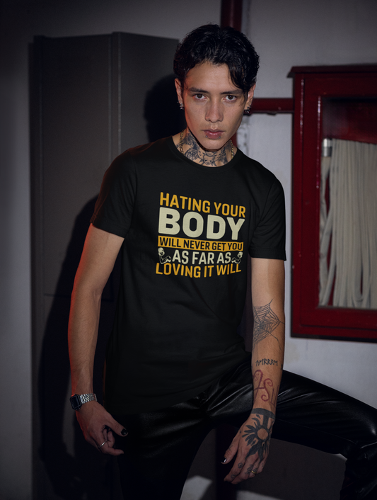 Hating Your Body Gym Motivational Regular Fit Black T-shirt