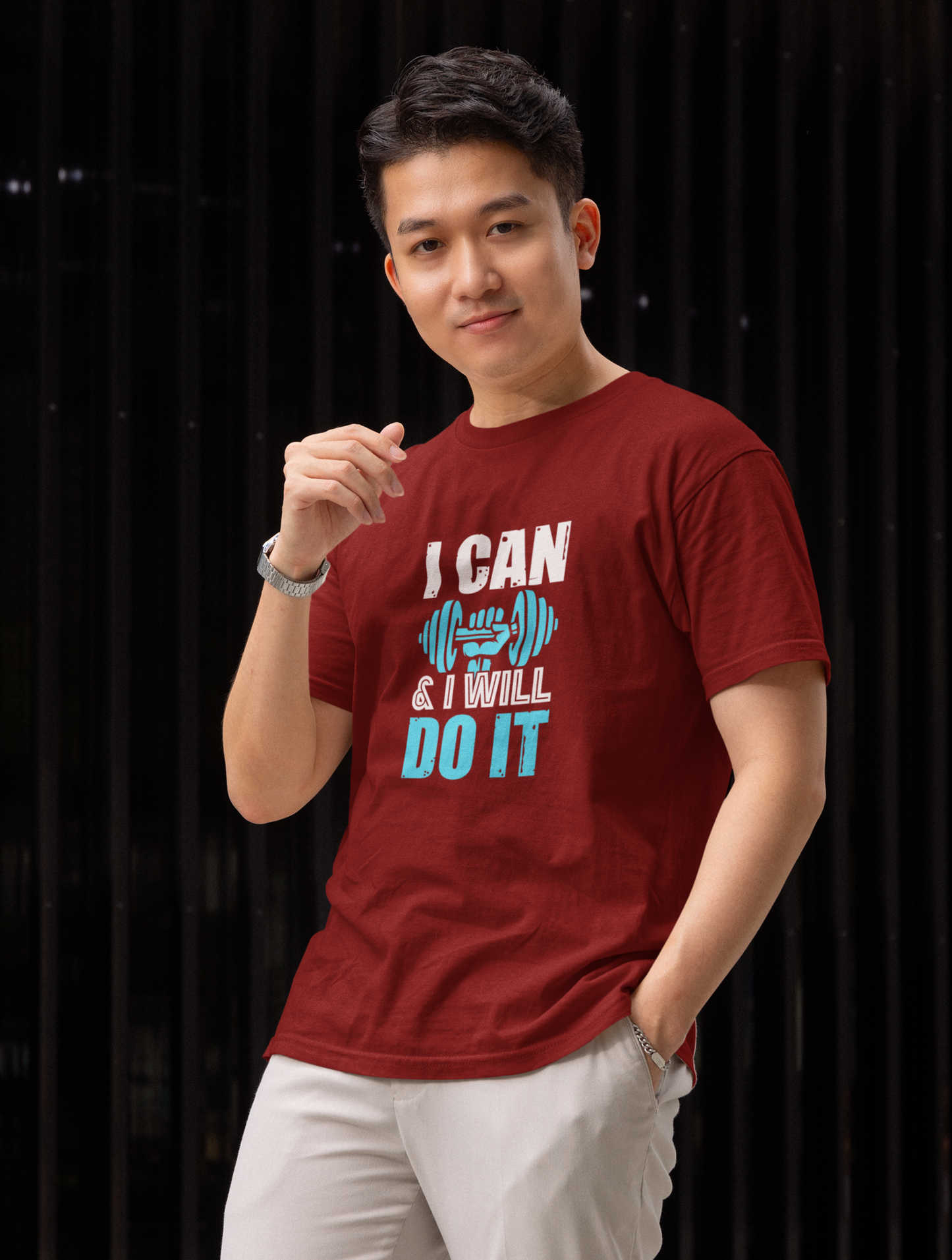 I Can And I Will Do It Regular Fit Maroon T-shirt