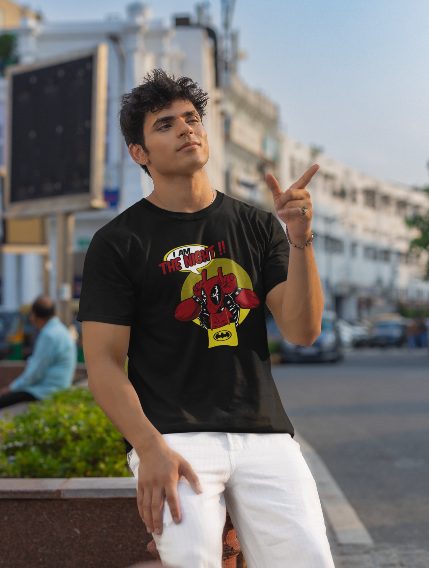 I Am The Night Deadpool Regular Fit Black T-shirt