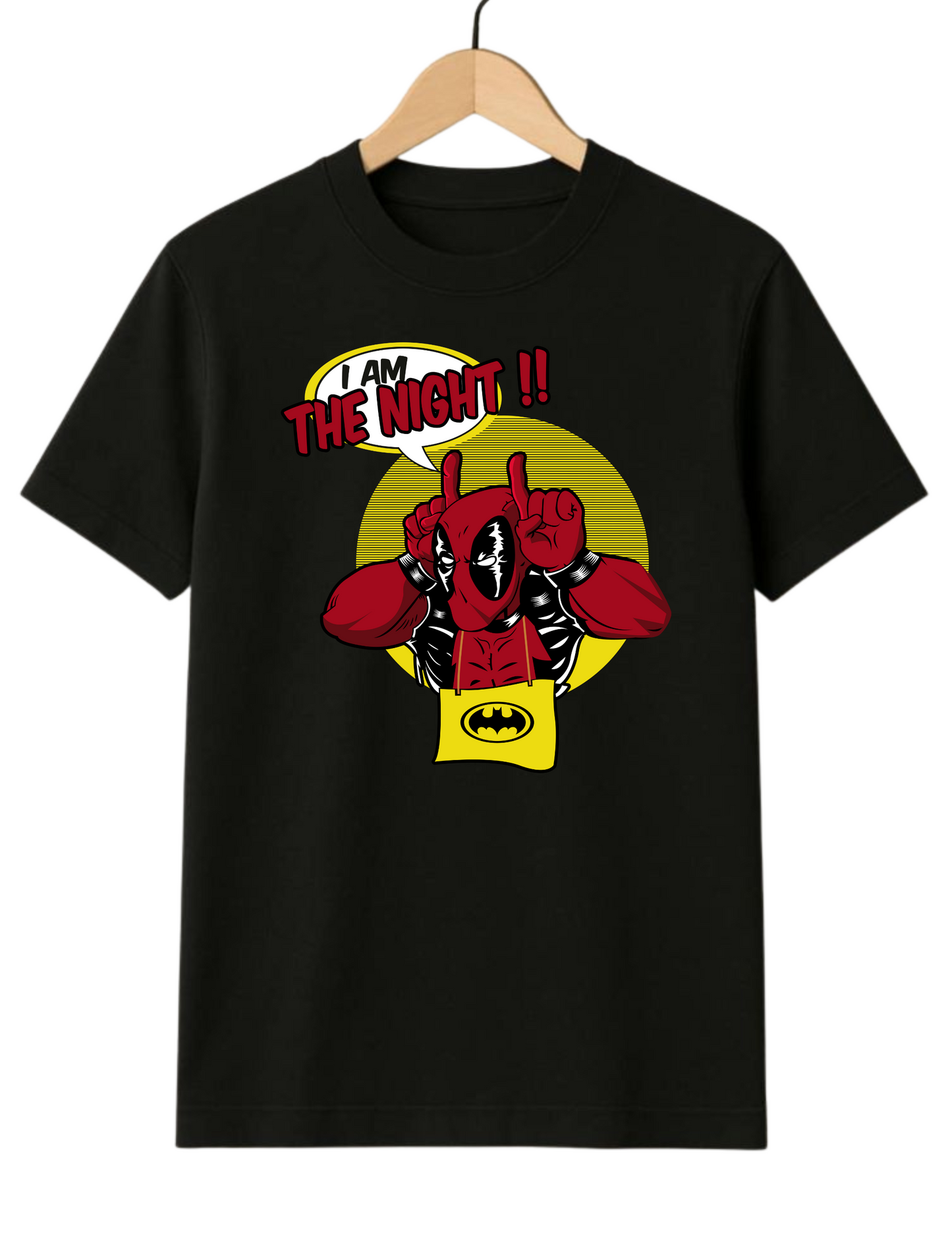 I Am The Night Deadpool Regular Fit Black T-shirt