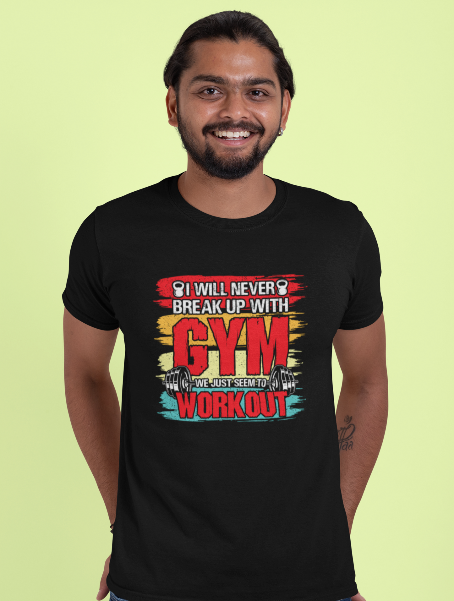 I Will Never Breakup With The Gym Regular Fit Black T-shirt