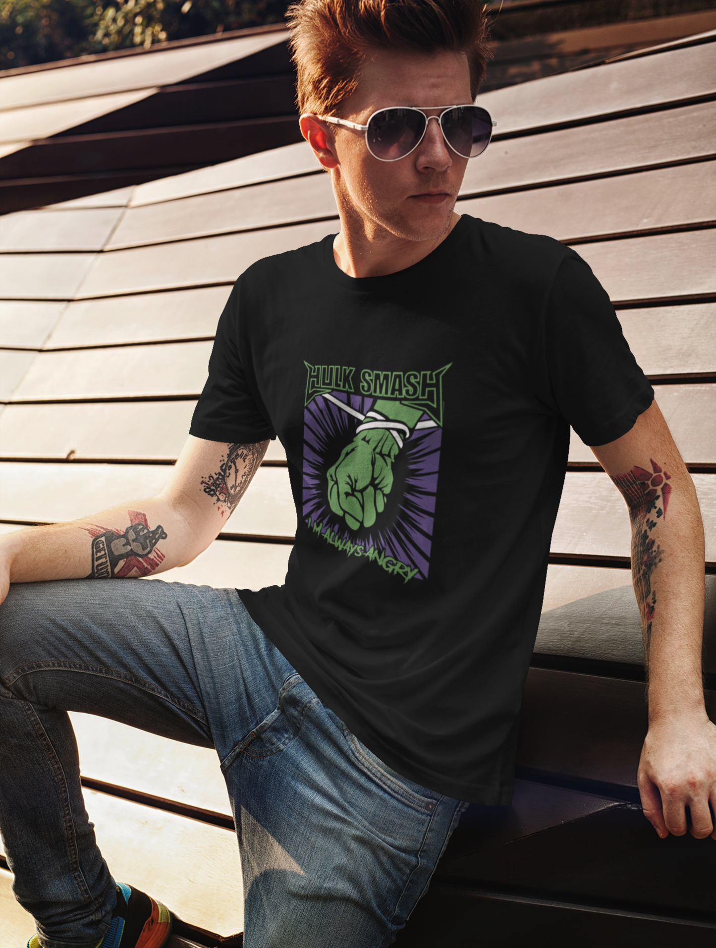 I'm Always Angry Hulk Regular Fit Black T-shirt