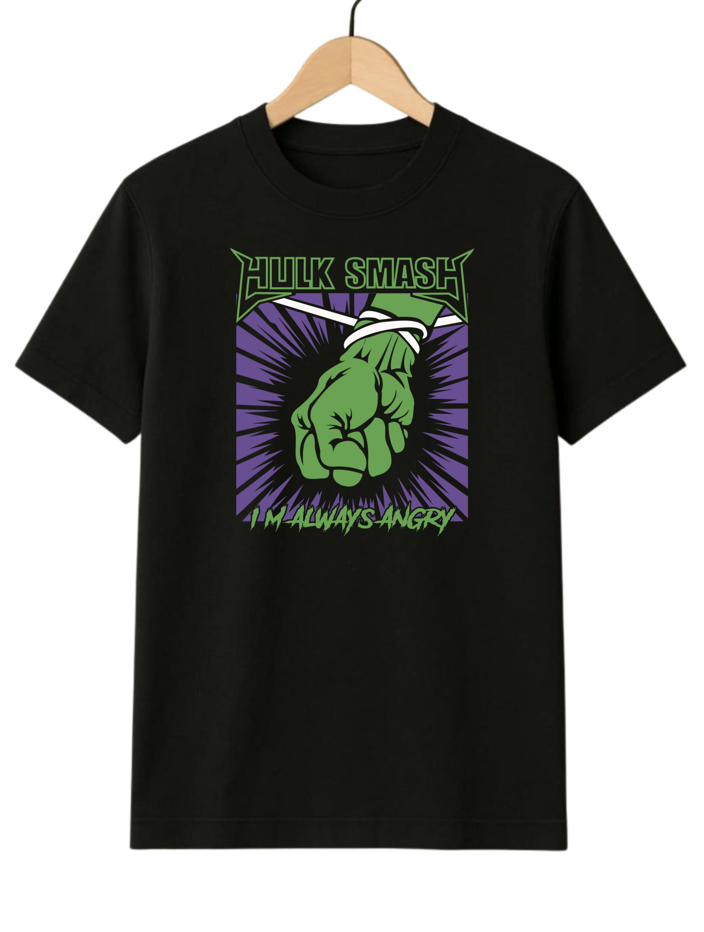 I'm Always Angry Hulk Regular Fit Black T-shirt