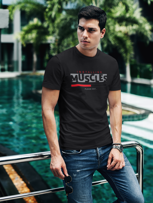 Installing muscle loading Black Regular Fit T-shirt