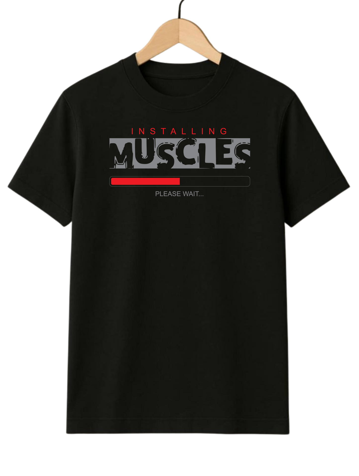Installing muscle loading Black Regular Fit T-shirt