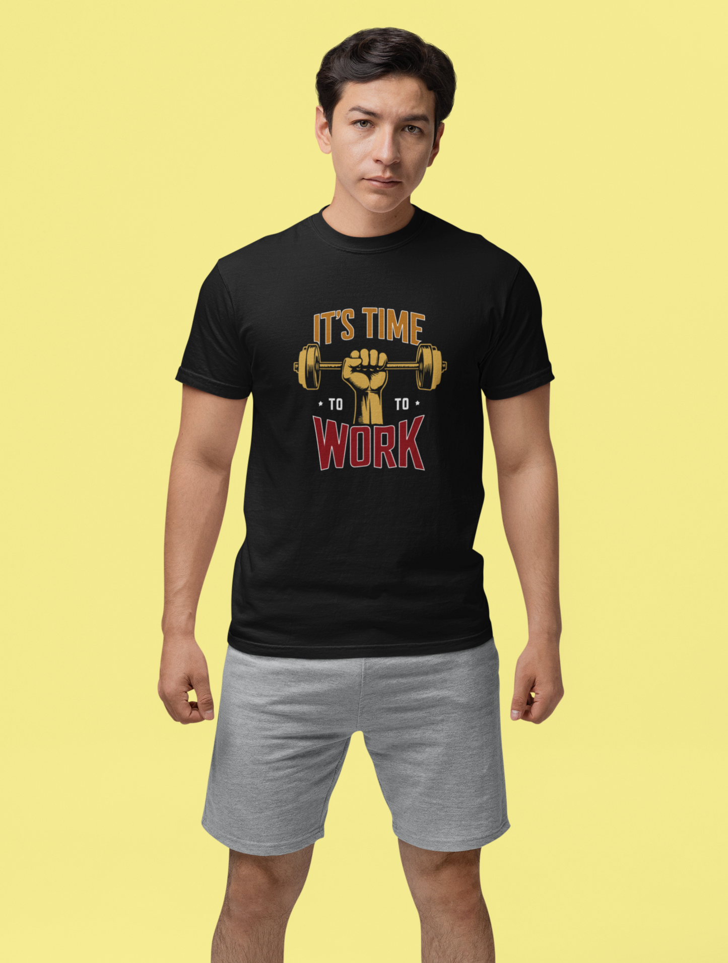 It's Time To Work Regular Fit Black T-shirt